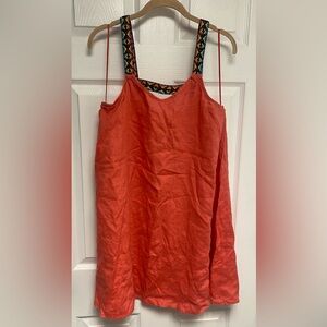 Vibrant Coral Linen Dress